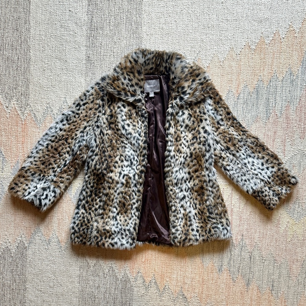 Kenna-T Faux Fur Cheetah Print Coat XS